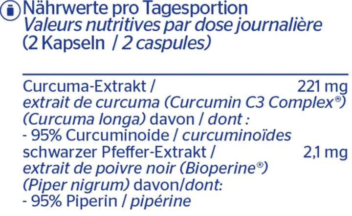 PURE Curcumin avec Bioperine capsules 60 pces