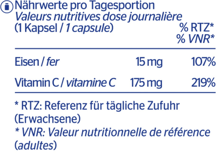 PURE Fer + Vitamine C capsules 60 pces