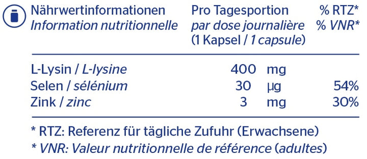 PURE L-lysine Plus capsules 90 pces