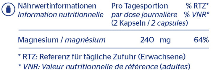 PURE Magnésium (glycinate) capsules 240 mg 180 pces