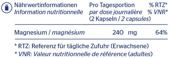 PURE Magnésium (glycinate) capsules 240 mg 90 pces