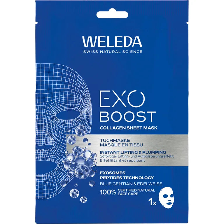 WELEDA Exo Boost Collagène masque tissu Gentiane bleue & Edelweiss 20 ml